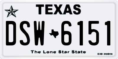 TX license plate DSW6151