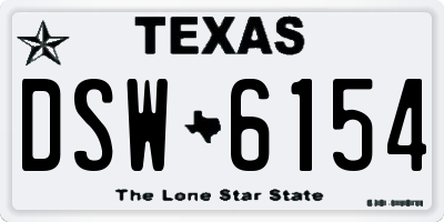 TX license plate DSW6154