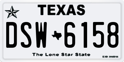 TX license plate DSW6158