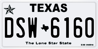 TX license plate DSW6160