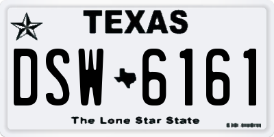TX license plate DSW6161