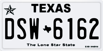 TX license plate DSW6162
