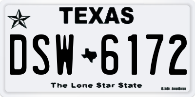 TX license plate DSW6172