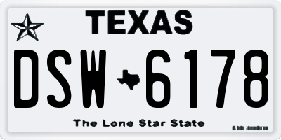 TX license plate DSW6178