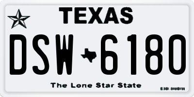 TX license plate DSW6180