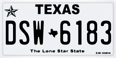 TX license plate DSW6183