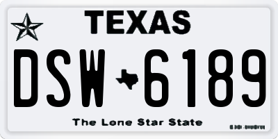 TX license plate DSW6189