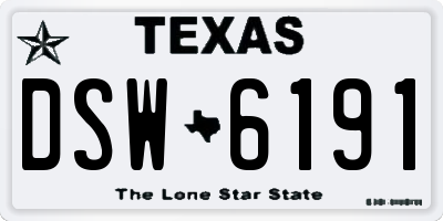 TX license plate DSW6191