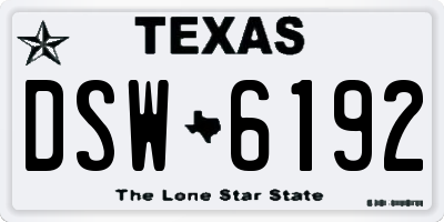 TX license plate DSW6192