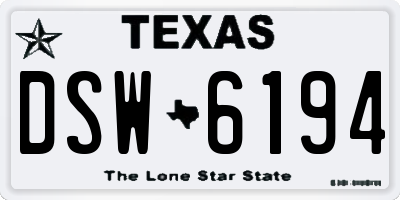 TX license plate DSW6194