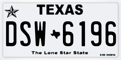 TX license plate DSW6196