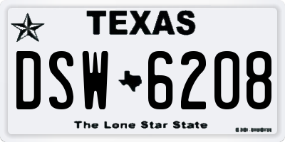 TX license plate DSW6208