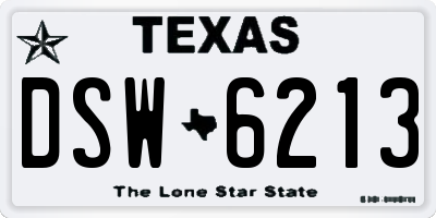 TX license plate DSW6213