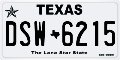 TX license plate DSW6215