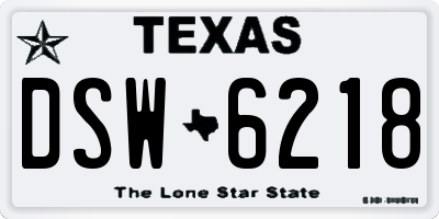TX license plate DSW6218