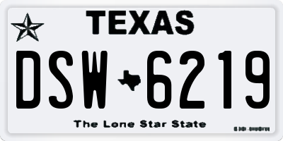 TX license plate DSW6219