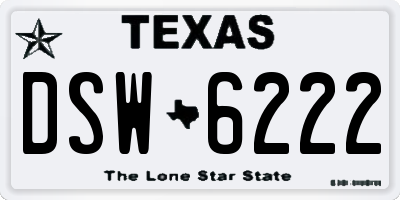 TX license plate DSW6222