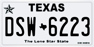TX license plate DSW6223