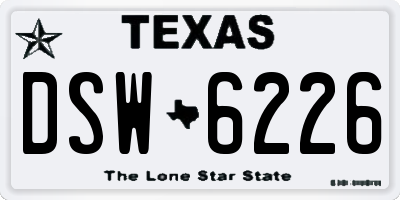 TX license plate DSW6226