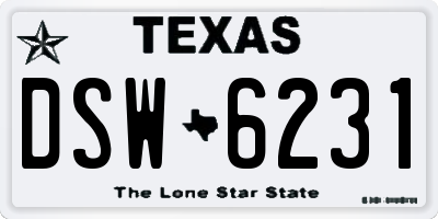 TX license plate DSW6231