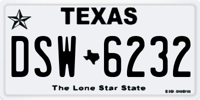 TX license plate DSW6232