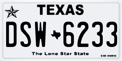 TX license plate DSW6233