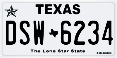 TX license plate DSW6234