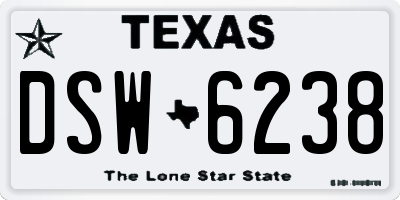 TX license plate DSW6238