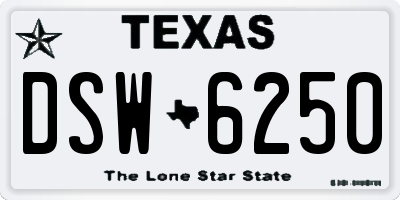 TX license plate DSW6250