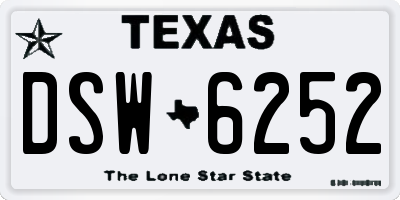 TX license plate DSW6252