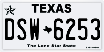 TX license plate DSW6253