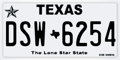 TX license plate DSW6254