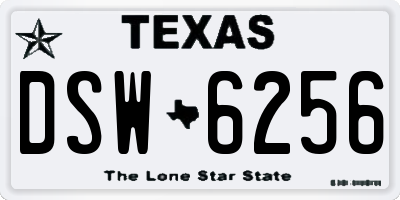 TX license plate DSW6256