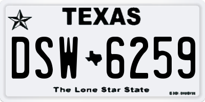 TX license plate DSW6259