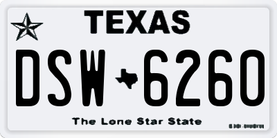 TX license plate DSW6260