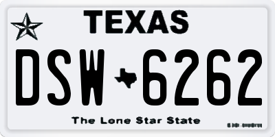 TX license plate DSW6262
