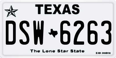TX license plate DSW6263