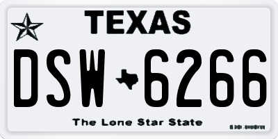 TX license plate DSW6266
