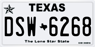 TX license plate DSW6268