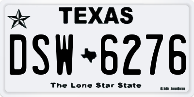 TX license plate DSW6276