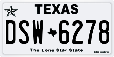 TX license plate DSW6278