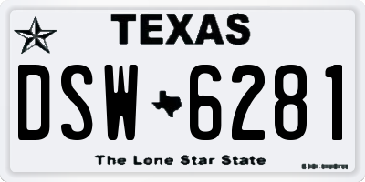 TX license plate DSW6281