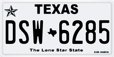 TX license plate DSW6285
