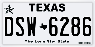 TX license plate DSW6286