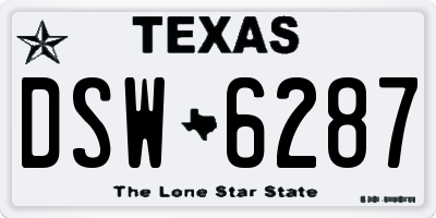 TX license plate DSW6287