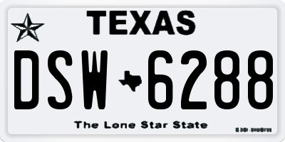 TX license plate DSW6288