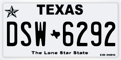 TX license plate DSW6292
