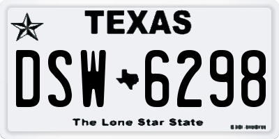 TX license plate DSW6298