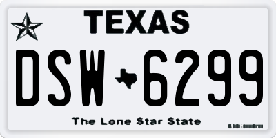 TX license plate DSW6299