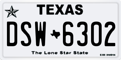 TX license plate DSW6302